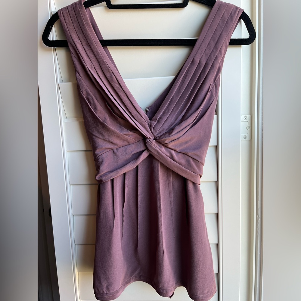 BCBGMaxAzria mauve deep v silk blouse